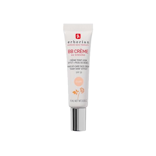 Erborian - BB Crema de Ginseng - Crema Perfeccionadora 5-en-1 - Cuidado con efecto "piel de bebé" 5-en-1 Cuidado facial con SPF 20 - Cosmético Coreano - Claro 15 ml