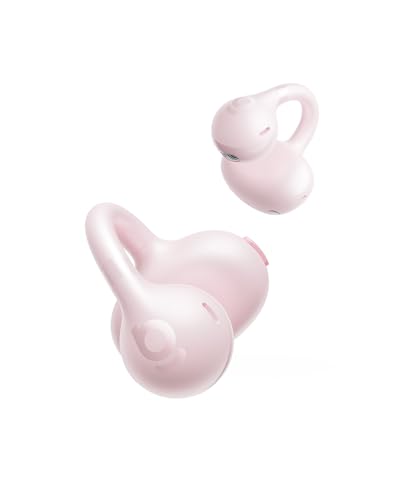 Baseus BC1 Audífonos de Oreja Abierta, Clip para Orejas, Sonido Impresionante, Refuerzo de Bajos Adaptable, Bluetooth 6.0, reducción de Ruido en Llamadas, IP55, 38 Horas de batería, Rosa