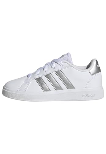 adidas Grand Court Lifestyle Tennis Lace-Up Shoes, Zapatillas de Tenis Unisex niños, White Matte Silver Matte Silver, 30 EU