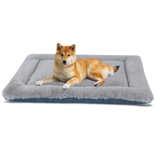 IEUUMLER Colchoneta para Perros y Gatos Cama, Cojín para Mascotas Suave cálido Lavable y Duradero de Doble Uso, Colchón para Perros Grandes y Medianos FC014 (M(76 * 50cm), Gris y Azul)