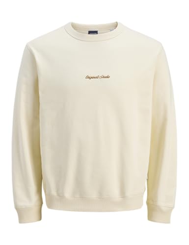 Jack & Jones Jornorrebro Emb Sudadera Crew Noos para Hombre, Blanco Envejecido, L