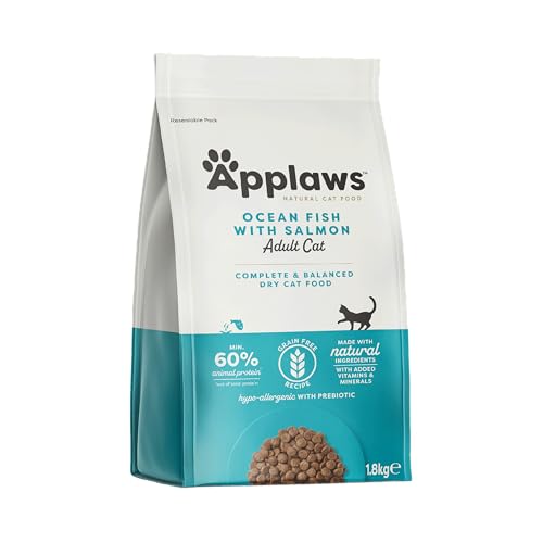 Applaws Complete Natural Sin cereales Pescado del Océano con Salmón - Alimento Seco para Gatos Adultos (1.8kg)