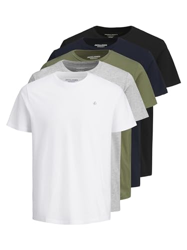 Jack & Jones Camiseta Hombre Logo Cuello Redondo Camiseta, Blanco, M