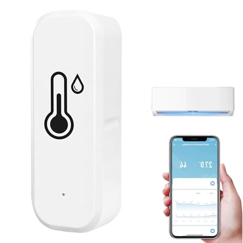 Termómetro Humedad WiFi Inteligente Digital Sensor Termómetro Higrómetro Interiores Exterior con Alarma de Notificación de Aplicación TUYA Remota Funciona con Alexa/Google