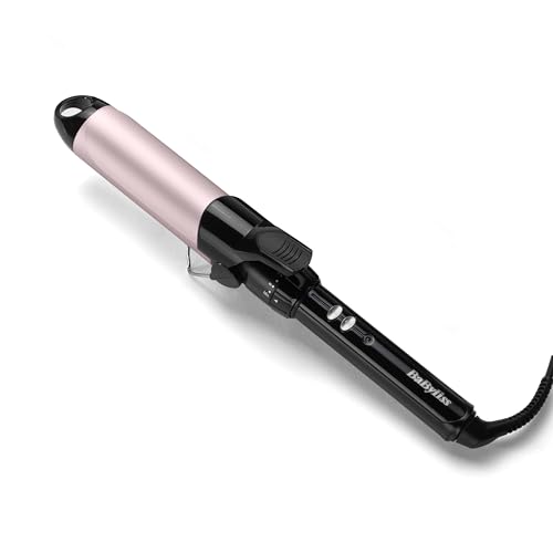 BaByliss Rizador de 38 mm - C338E | Tenacilla profesional para rizos duraderos y fáciles (110°C-180°C, Negro y Rosa)