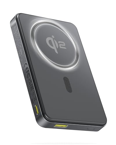 Baseus Power Bank Magsafe Qi2, Magnético Powerbank 10000mAh, 15W Inalámbrico Batería Externa Magnética, Power Bank USB-C PD 22.5W Carga Rápida, Batería Externa para iPhone 17/16/15/14/13/12, Negro