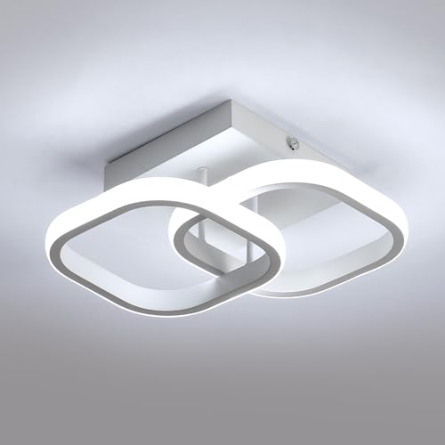Osairous Plafón LED para Techo, 22W 2550LM Lámpara de Dormitorio, Moderno Cuadrado, Luz Acrílica para Baño Pasillo Balcón Escalera Comedor, Blanco Frío 6500K, 29CM