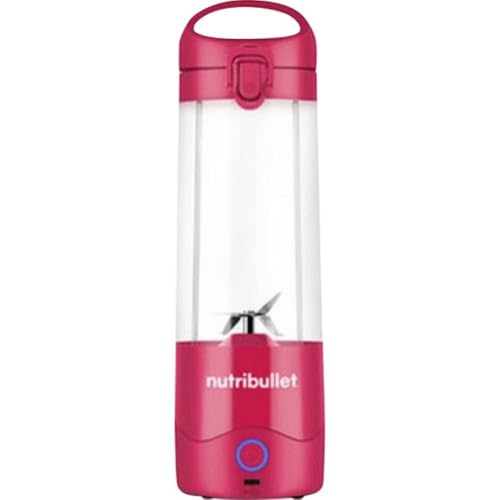 Nutribullet Portable NBP003BP - Batidora Portátil de 475ml con Cuchilla de 4 Puntas, Vaso de Tritán, 15 Ciclos, Tapa Abatible y Carga USB-C - Rosa