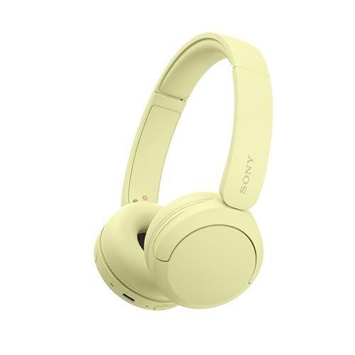 Sony WH-CH520 Auriculares Bluetooth con 50 h de batería, Sonido DSEE y micrófono Integrado, Amarillo