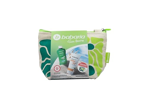 Babaria - Neceser Solar Aloe Vera Formato Viaje | Protector Solar Facial SPF50 y aftersun | Protección UVA, UVB e Infrarrojos | Hidratante, Antiedad, Resistente al Agua