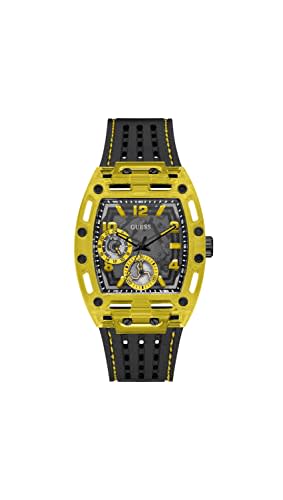 Guess Reloj Multifunción con Esfera Expuesta Amarilla - EE. UU. - Negro/Negro/Amarillo - Phoenix