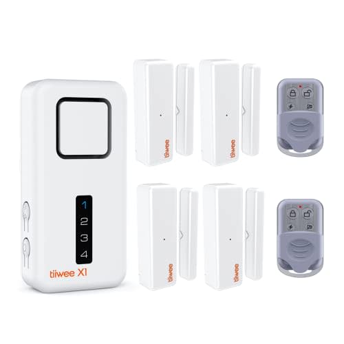 tiiwee X1 Sistema de Alarma para el Hogar - Inalámbrico - Sirena de 120 dB, 4 Sensores de Puerta y Ventana y 2 Controles Remotos
