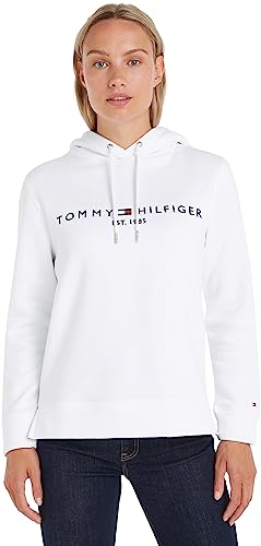 Tommy Hilfiger Mujer Sudadera Heritage con Capucha, Blanco (White), XL