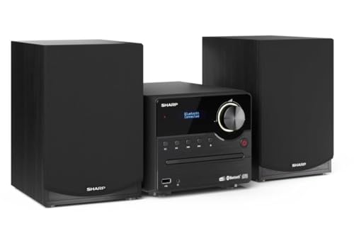 Sharp XL-B517D(BK) Microcadena Sound System Estéreo con Radio DAB, DAB+, FM, Bluetooth, CD-MP3, Reproducción USB, Altavoces de Madera y 45W - Color Negro