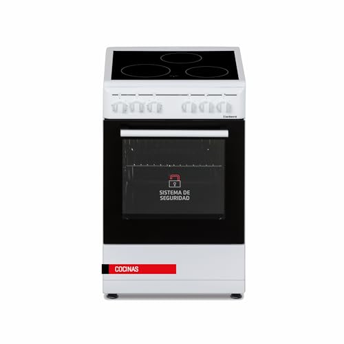 Corberó CCSF503VW - Cocina Eléctrica con Vitrocerámica 3 Fuegos, Horno Eléctrico 48L y Doble Puerta de Cristal | Blanco