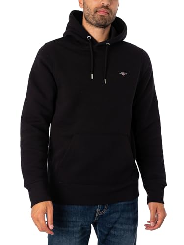 GANT REG Shield - Sudadera con Capucha para Hombre, Color Negro, Negro, M