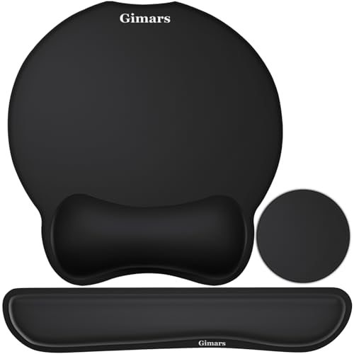 Gimars Alfombrilla Ergonómica para Mouse con Posavasos y Reposamuñecas - Ideal para Oficina, Juegos y Trabajo en Laptop/Mac