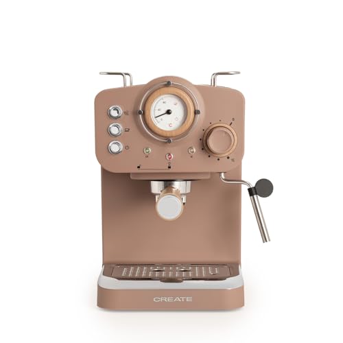 CREATE / THERA RETRO Cafetera Express Semiautomática Moca Mate y Madera