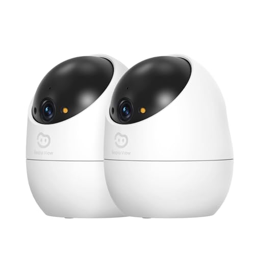Beans View 2K (3MP) Cámara de Interior - 2 Piezas - Visión Nocturna en Color - 360° - Wi-Fi para Mascotas - Detección Humana - Compatible con Alexa (D210)