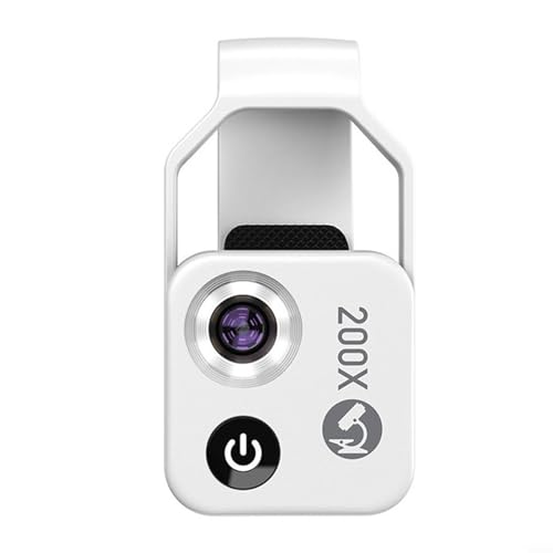 Lente de Microscopio de Teléfono 200X con Luz LED - Microscopio Digital Portátil para Niños, Dermatoscopio y Analizador de Cabello