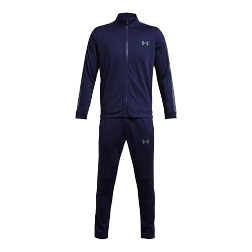 Under Armour UA Knit Track Suit Conjunto de deporte para hombre, chándal cómodo y suave, color azul medianoche/gris oscuro