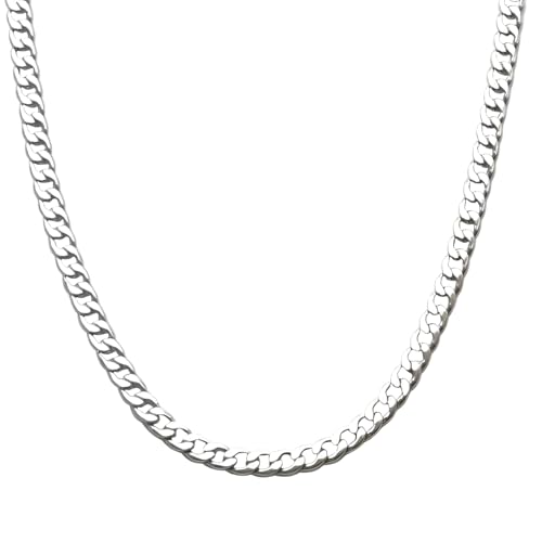 NECXON Collares para Hombre - Cadena de Plata de 5 mm, 55 cm - Acero Inoxidable Resistente - Regalo Ideal para Hijos, Esposos, Hermanos y Novios
