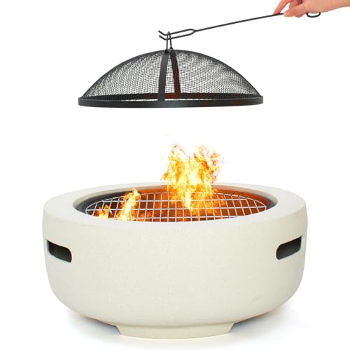 WILDLIFE FRIEND Brasero - Mesa de fuego para hoguera - 55 x 30 cm - Acero inoxidable, portátil, seguro, pantalla protectora contra el fuego, diseño único - Braseros cestas de fuego - Blanco