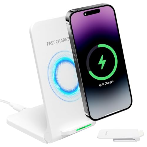 Cargador Inalámbrico de 15W, Estación de Cargador Inalámbrico para iPhone y Samsung