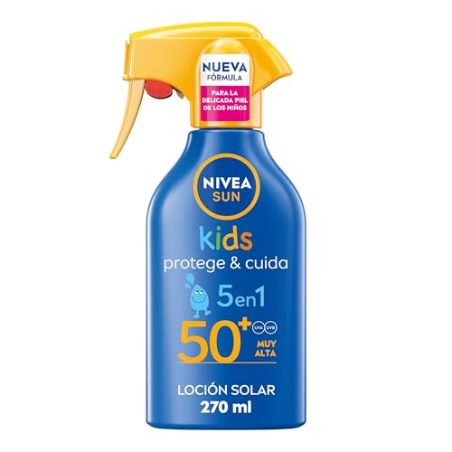 NIVEA SUN Protege & Cuida Kids - Spray FP50+ - Protector Solar Infantil Resistente al Agua - 270 ml