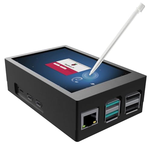 Jun-Saxifragelec Mini Monitor for Raspberry Pi 5, 3.5 Inch Monitor with Metal Case and Cooling Fan, 320 x 480 Pixels Resistive Touchscreen TFT LCD Display