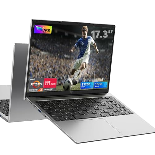 ACEMAGIC Ordenador Portátil 17,3 Pulgadas - Ryzen 4300U (Hasta 3,7 GHz) - 16GB RAM DDR4 - 512GB SSD (Expansible a 2TB) - Full HD 1080P - Diseño Plata - Ideal para Trabajo y Productividad