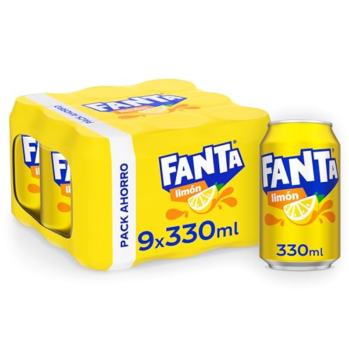 Fanta Limón - Pack de 9 Latas (330 ml) | Refresco de Limón Bajo en Calorías | Elaborado con Zumo