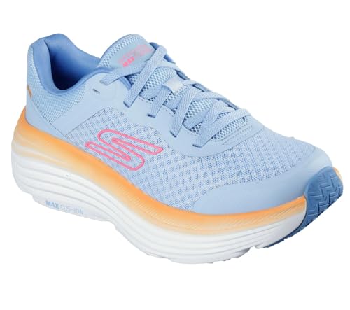 Skechers MAX Cushioning Endeavour Canova, Zapatillas Mujer, Blue Synthetic/Orange Trim, 35.5 EU