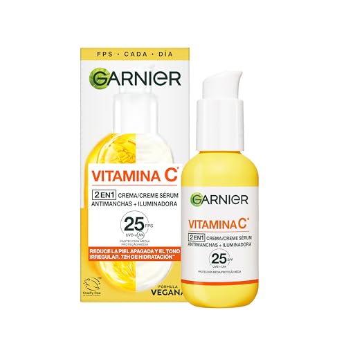 Garnier SkinActive Vitamina C 2 en 1 Crema Sérum Antimanchas Iluminadora FPS 25