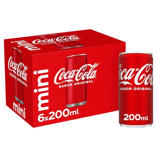 Coca-Cola Sabor Original, Refresco de Cola, Pack 6 Mini Latas 200 ml