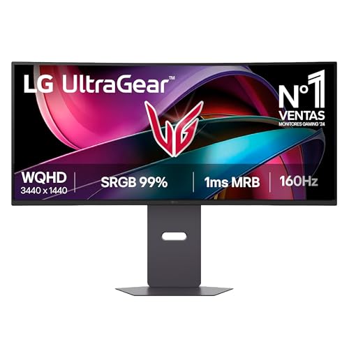 LG 34G600A-B - Monitor Gaming Ultragear, 34", VA (3440 x 1440), 160 Hz, 5ms (GTG), Tecnología AMD FreeSync Premium, Inclinación y Altura Ajustable, Morado Grisáceo