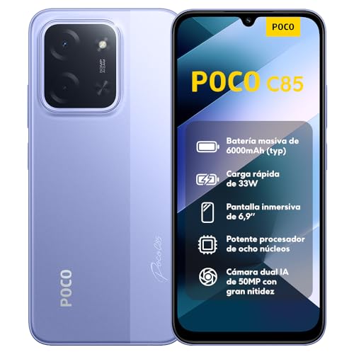 XIAOMI POCO C85 - Smartphone de 6+128GB, Cámara Dual de 50MP con AI, Pantalla inmersiva de 6,9”
