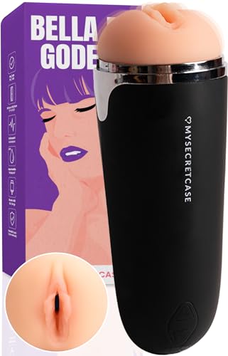 MySecretCase Vagina Realista 10 Modos Vibración - Masturbador Masculino Realista con 10 Niveles de Vibración | Juguete Erótico de Silicona IPX6 para Placer Sexual