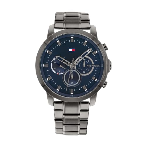 Tommy Hilfiger Reloj Analógico de Cuarzo Multifunción para Hombre con Correa de Acero Inoxidable Gris Metalizado - 1791796