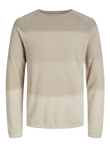 Jack & Jones Jjehill Knit Crew Neck Noos, Suéter Hombre, Oatmeal Detail Gradient, L