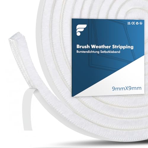 Shinfly Burletes Ventana Corredera, Adhesivo 10M x 9mm x 9mm - Burlete Cepillo para Puerta Corredera, Ventana y Persiana
