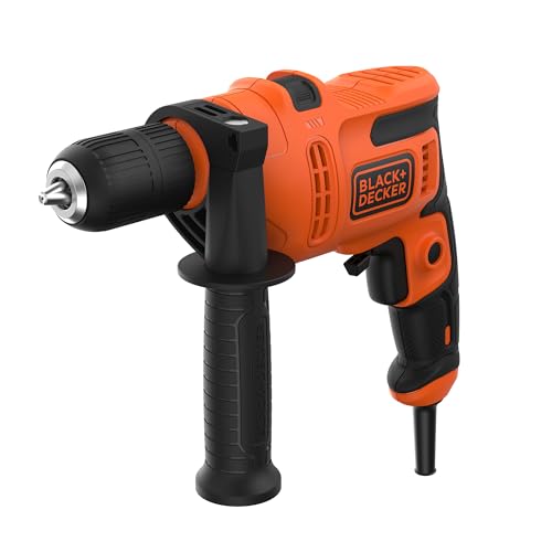 BLACK+DECKER Taladro Percutor 500W - BEH200-QS | Potente 0-32.300 BPM para Mampostería y Hormigón | Diseño Compacto con Empuñadura Lateral