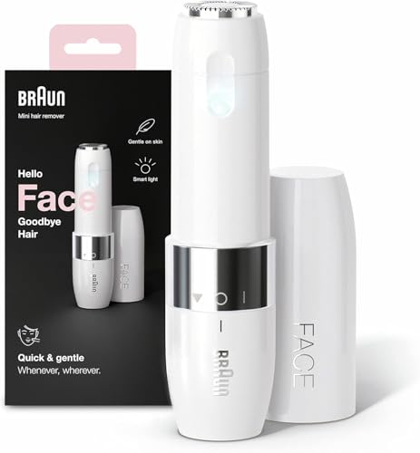 Braun Mini Depiladora Facial FS1000 para Mujer, con Luz Smartlight Incorporada, Depiladora Facial con Precisión, Labio Superior, Barbilla y Mejillas, Blanco