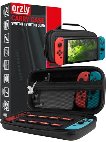 Orzly Estuche de Transporte Compatible con Switch OLED y Consola Switch Original - Estuche Protector de Viaje portátil rígido con Bolsillos de Almacenamiento