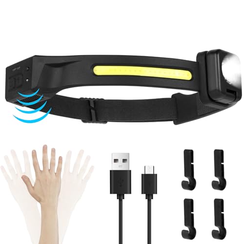 Romon Linterna Frontal Recargable, Super Brillante, 5 Modos, 24h Autonomía