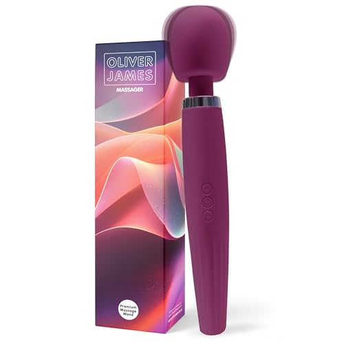 Vibrador Varita Premium Oliver James – Recargable y Resistente a Salpicaduras con 5 Modos y 4 Intensidades – Sextoy Silicona Segura para Mujer y Pareja, Estimulador Clitoriano, 30,5 x 5,6 cm (Púrpura)