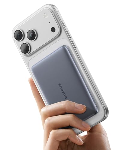 Baseus Picogo AM41 Power Bank, Ultra Slim 5000mAh Magsafe Powerbank, PD 20W de Carga Rápida, Portátil, Mini Bateria Externa Magnética con Cable USB C para iPhone 17/16/15/14/13/12, Gris Espacial