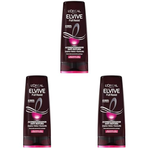 L'Oreal Paris Elvive Full Resist Acondicionador Anti Rotura para Pelo Frágil con Tendencia a Caerse, 300 ml (Paquete de 3)