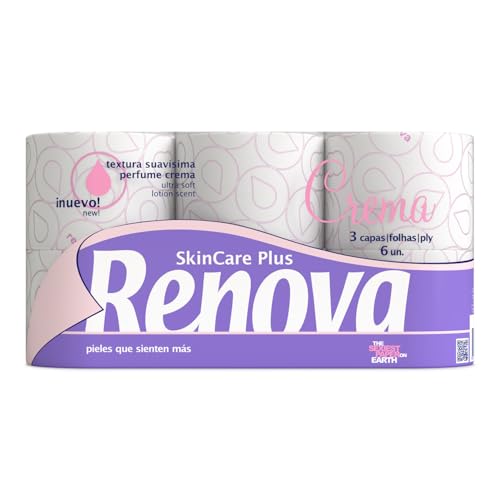 Renova Skin Care Plus Papel Higiénico Decorado Perfumado - 6 Rollos