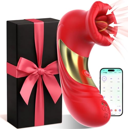 Vibradorador Mujer Juguetes Eróticos: Succionador de Clítoris APP 9x9 Lamer Succionador con 9 Modos y Vibración - Juguete Sexual para Parejas (Rojo)